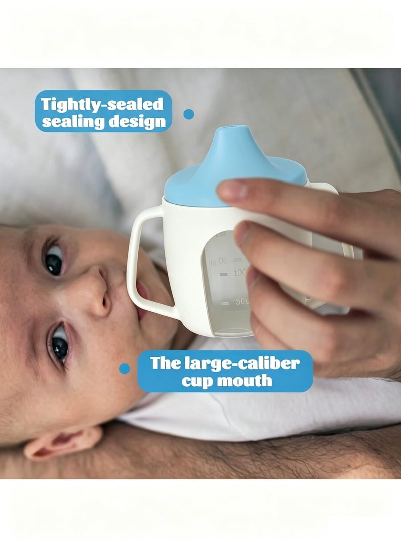 Amanli 1 Pcs Baby Sippy Cup, Toddler Leak Spout Non Spill Sippy Cup with Handle, Portable Water Bottle for Kids（blue） - Image 4