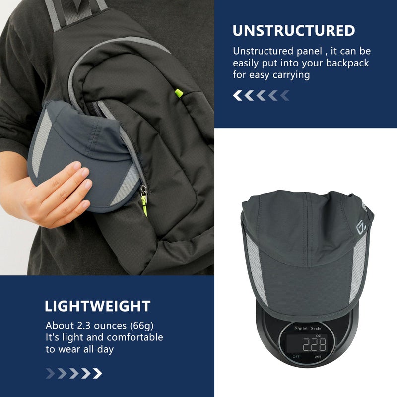 GADIEMKENSD Outdoor Running Hat Men's Cooling UPF50+ Womens Baseball Cap Sport Mesh Sun Hat Trucker Dad Hats Quick Dry Breathable Unstructured for Summer Camping Hiking Dark Gray S/M 6 7/8-7 1/4 - Image 4