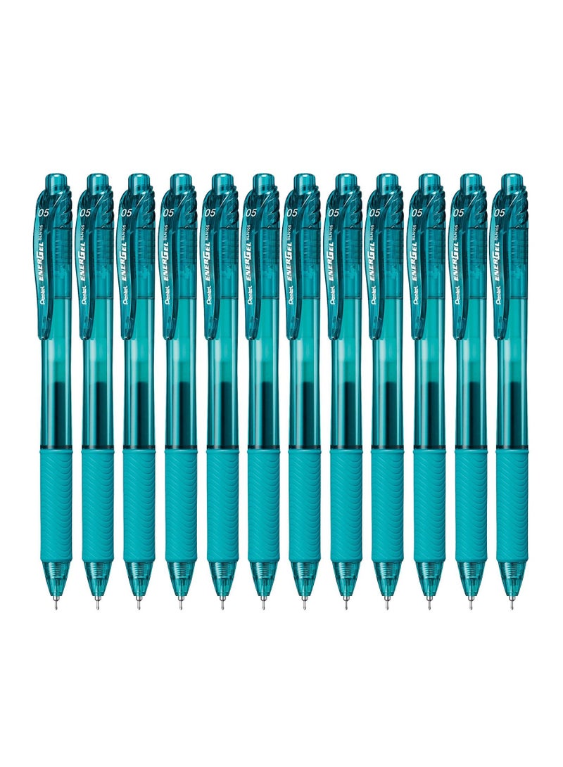 Pentel 12-Piece Energel Gel Ink Pen 0.5mm Tip Turquoise Blue Ink - Image 1