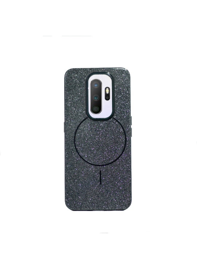 متوافق مع جراب خلفي لهاتف Oppo A9 2020، جراب خلفي كريستالي بسيط لامع، متوافق مع Magsafe For - (أسود)