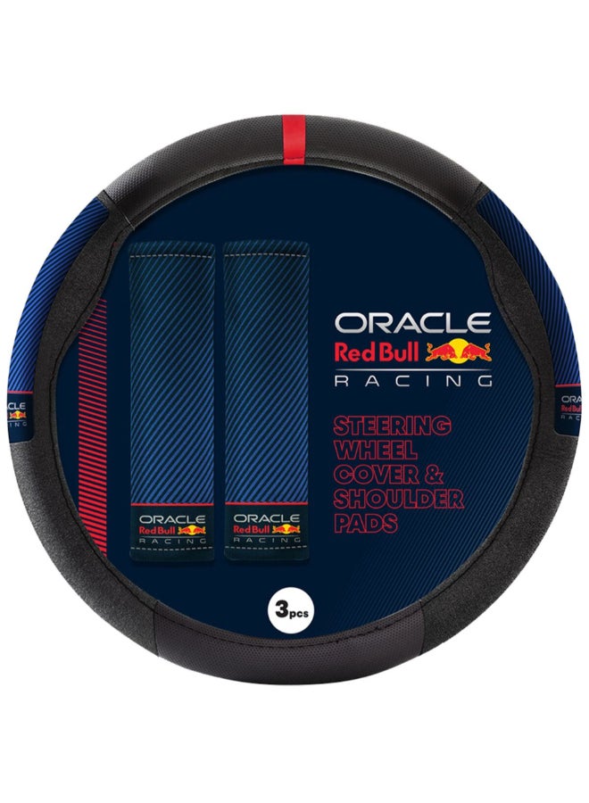 Red Bull Oracle Racing Steering Wheel Cover and Shoulder Pad Set Multicolour 38 x 5 x 38 cm RBSWCK002BR  - Image 1