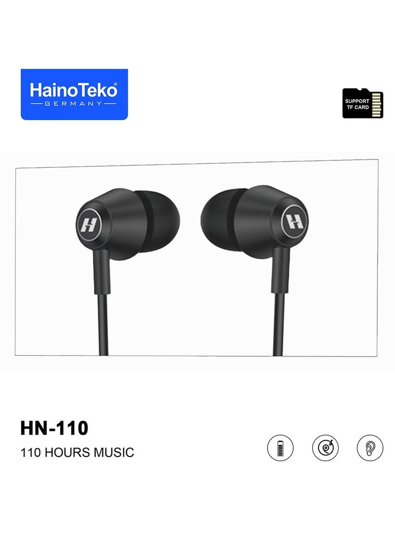 Haino Teko Haino Teko Germany HN110 Bluetooth Neck Band Earphone 110 Hours Music With High Bass Sound Quality Super Clear Mic and Support TF Card Black  - Image 3
