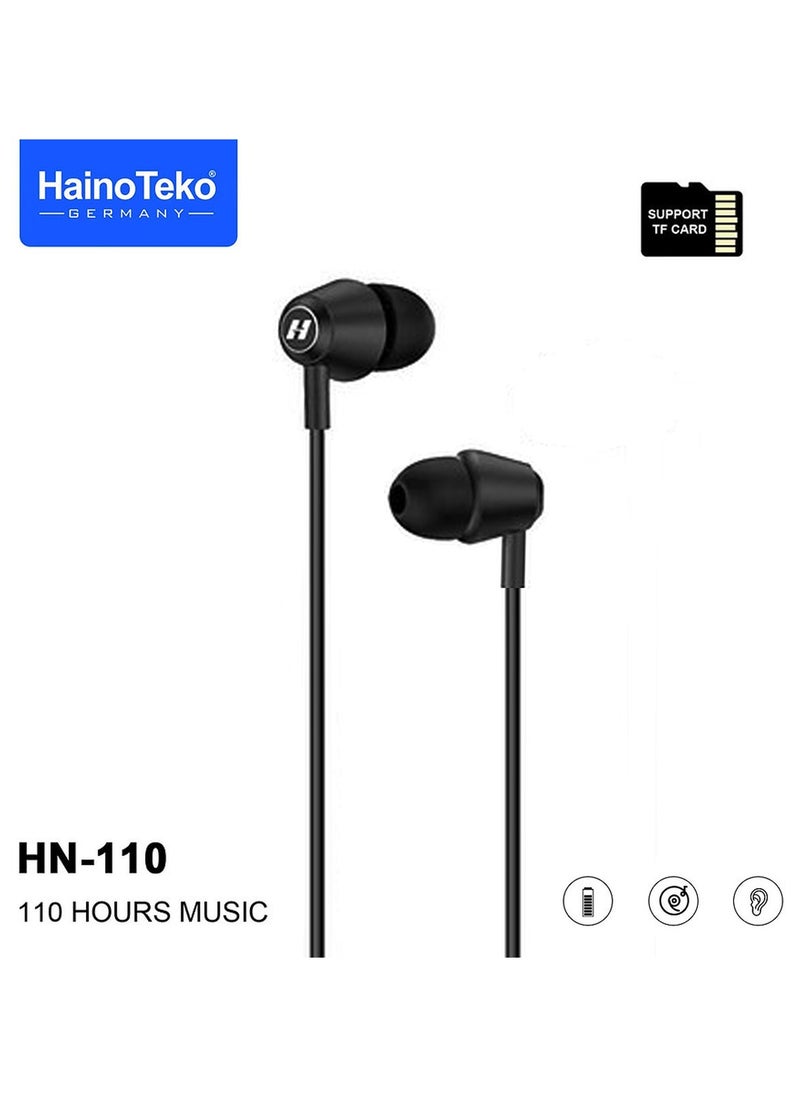 Haino Teko Haino Teko Germany HN110 Bluetooth Neck Band Earphone 110 Hours Music With High Bass Sound Quality Super Clear Mic and Support TF Card Black  - Image 4