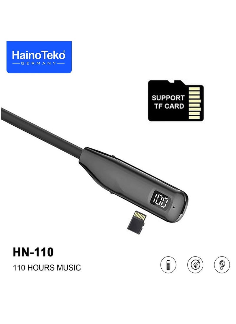 Haino Teko Haino Teko Germany HN110 Bluetooth Neck Band Earphone 110 Hours Music With High Bass Sound Quality Super Clear Mic and Support TF Card Black  - Image 2