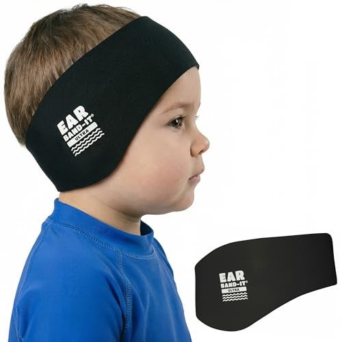 Ear Band-It Earvolution Ear Band-It Ultra Swimming Headband, American Brand, Doctor-Invented - Sensory-Friendly- Anti-Slip Grip &Thick Neoprene for Max Protection/Comfort, Holds Earplugs in, (Black, Small) - Image 1