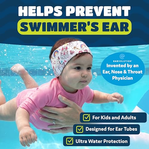 Ear Band-It Earvolution Ear Band-It Ultra Swimming Headband, American Brand, Doctor-Invented - Sensory-Friendly- Anti-Slip Grip &Thick Neoprene for Max Protection/Comfort, Holds Earplugs in, (Black, Small) - Image 2