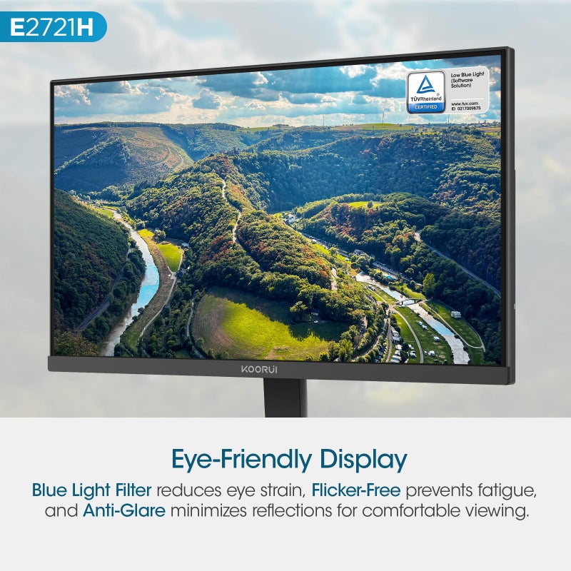 KOORUI 27 Inch QHD (2560x1440) IPS HDR Ultra-Thin Computer Gaming Monitor, 120Hz Refresh Rate, DCI-P3 95%, FreeSync & G-Sync, 1ms MPRT, VESA 100x100mm, Tilt Adjustable for Game and Work, E2721H - Image 5