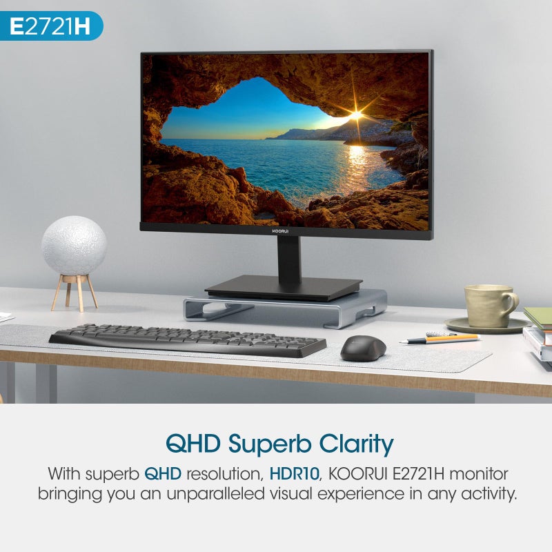 KOORUI 27 Inch QHD (2560x1440) IPS HDR Ultra-Thin Computer Gaming Monitor, 120Hz Refresh Rate, DCI-P3 95%, FreeSync & G-Sync, 1ms MPRT, VESA 100x100mm, Tilt Adjustable for Game and Work, E2721H - Image 3