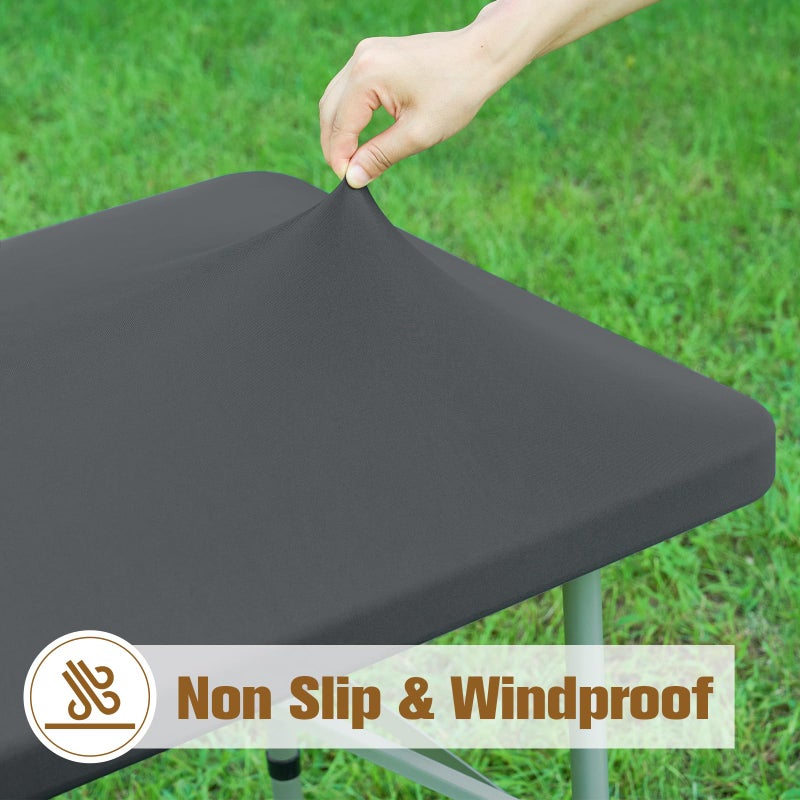 NEWISHER Fitted Rectangle Tablecloth 24 x 48 Inch Elastic Table Cloth for 4ft Table, Stretch Spandex Table Cover Grey Washable Polyester Table Top Cap Cover for Dining Picnic Camping Indoor and Outdoor - Image 3