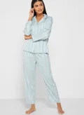 ELLA Striped Shirt Cropped Pyjama Set