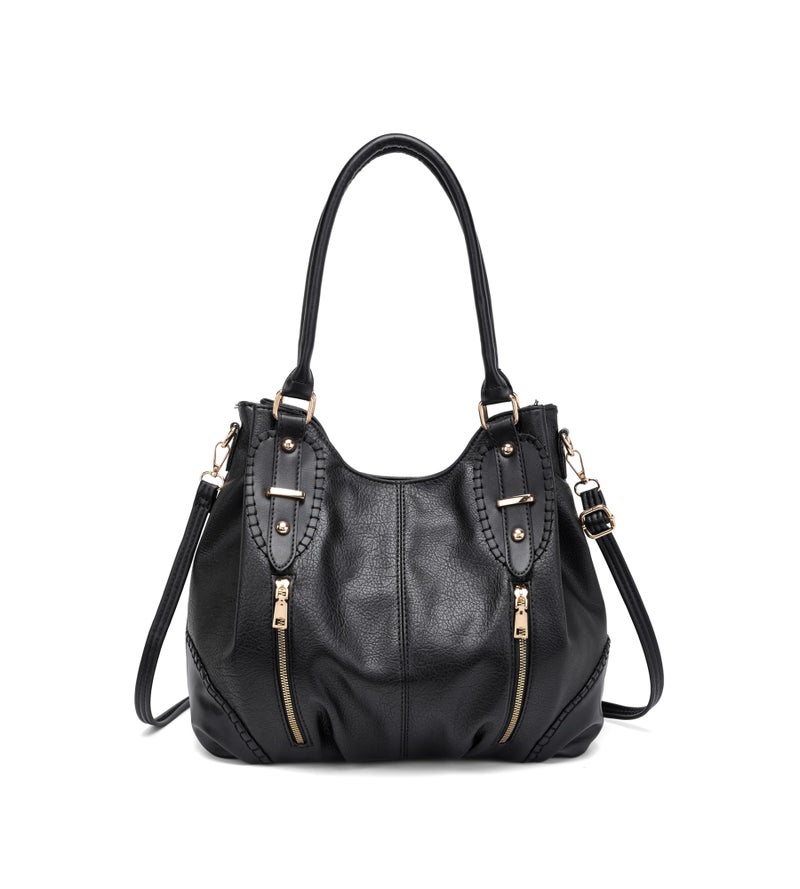 My Friday myfriday Vintage Large Leather Tote Handbags for Women, Soft Hobo Shoulder Bag Satchel Purse with Adjustable Strap - Image 1