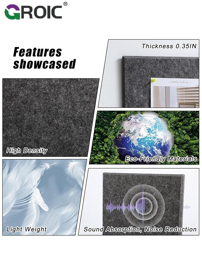 GROIC 6Pcs Cork Board,Felt Sound Absorbing Panels, 30x30CM, Self-Adhesive Acoustic, Noise Reduction, Decor for Home Studio/Office/Living Room, Reminders, Gray - Image 4