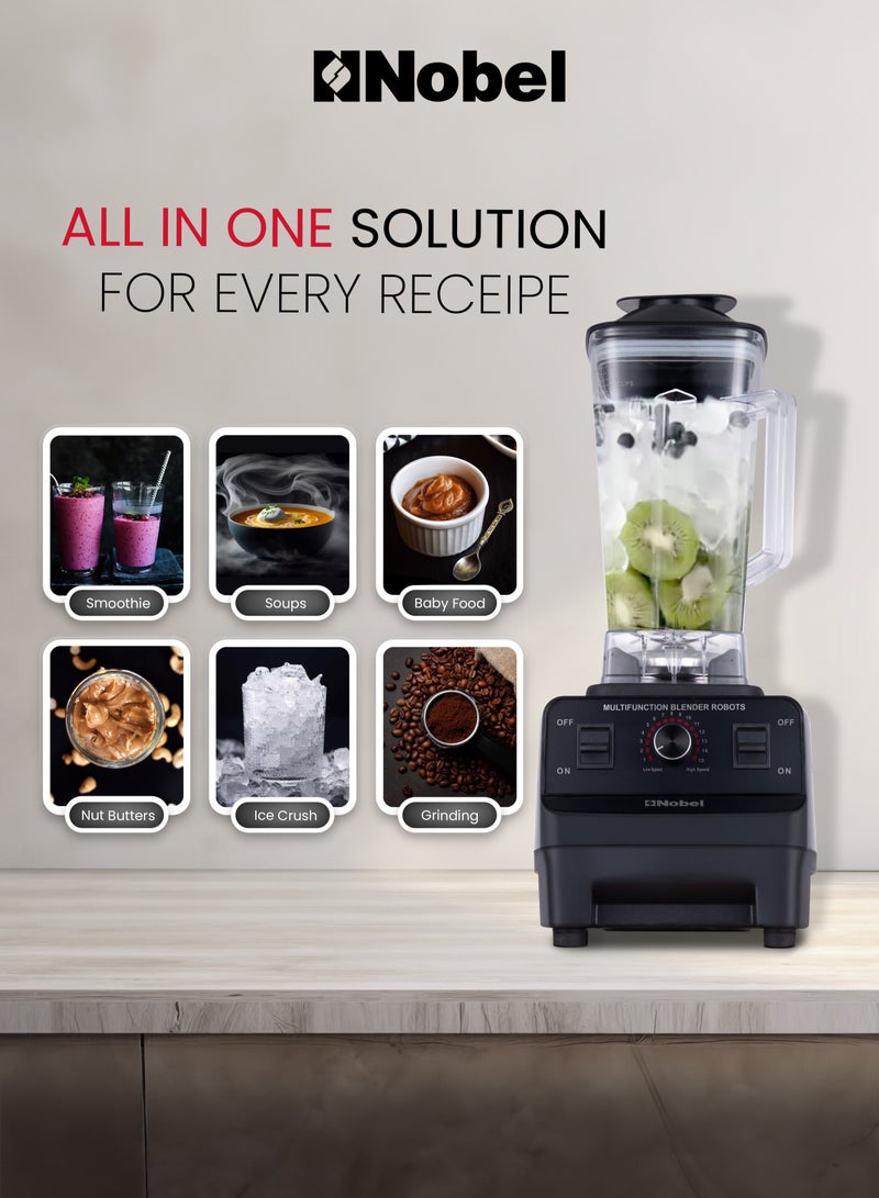 Nobel Electric Blender – 600ML Grind Cup, 6-Blade Stainless Steel, Variable Speed, PP Body, Anti-Slip Base, Easy-Clean Design 2 L 1000 W NB550C Black - Image 3