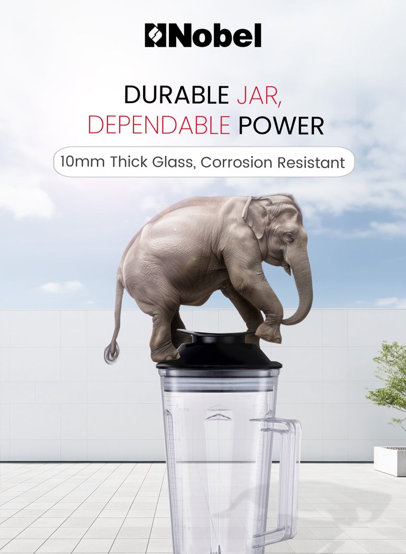 Nobel Electric Blender – 600ML Grind Cup, 6-Blade Stainless Steel, Variable Speed, PP Body, Anti-Slip Base, Easy-Clean Design 2 L 1000 W NB550C Black - Image 5