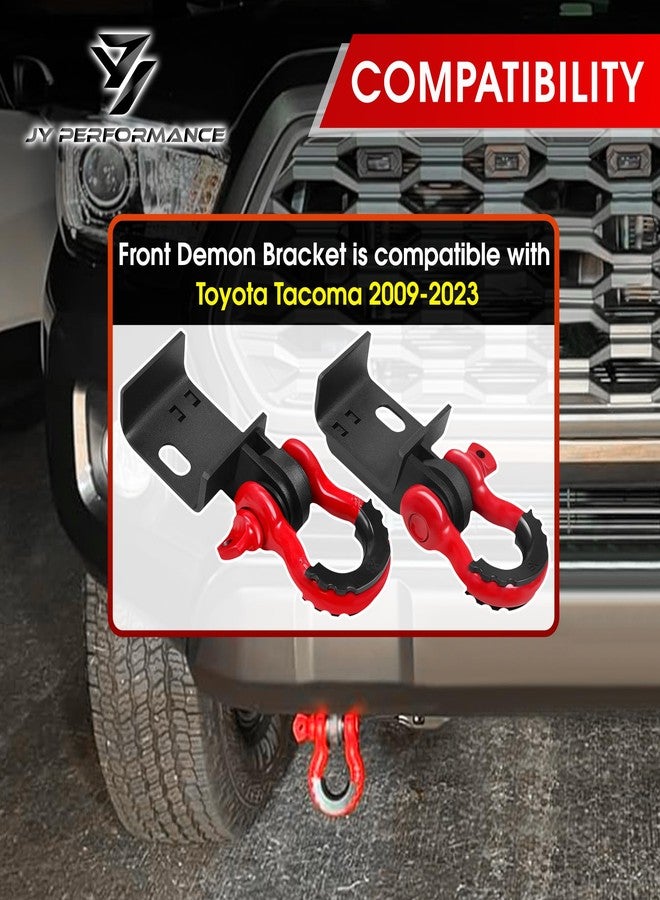 JY PERFORMANCE Front Demon Tow Hook Brackets with 3/4in Shackle D Rings Compatible with Fits for Toyota Tacoma 2009-2023 - Image 2