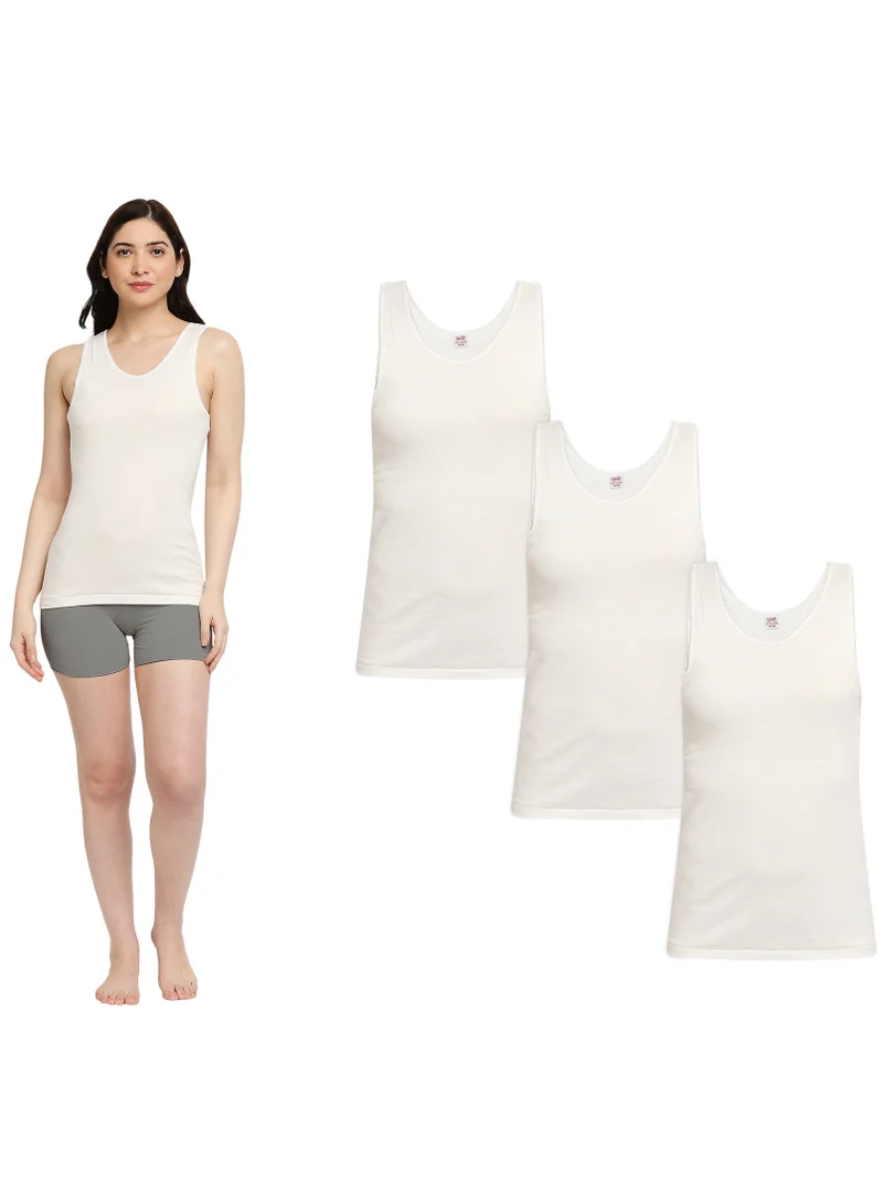 BYC WOMEN'S COTTON VEST (PACK OF 3) - IVORY