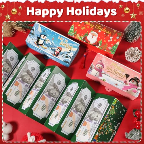 XPMBF 2Pc Christmas Money Holder or Gift Card Holder with 10 Slots Surprise Christmas Xmas Gift Card Holder, for Cash Checks or Gift Cards Supplies (Red and Green) - Image 2