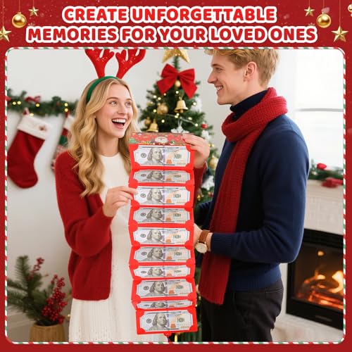 XPMBF 2Pc Christmas Money Holder or Gift Card Holder with 10 Slots Surprise Christmas Xmas Gift Card Holder, for Cash Checks or Gift Cards Supplies (Red and Green) - Image 3