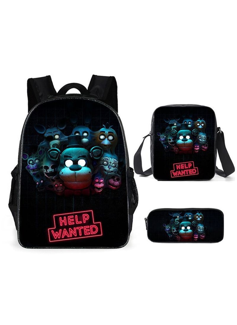 FORTNITE - Toy bear backpack, large capacity backpack for primary and secondary school students, anime cartoon backpack, shoulder bag, pencil case, three piece set - Image 1
