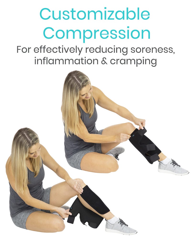 Vive Calf Brace - Adjustable Shin Splint Support - Lower Leg Compression Wrap Increases Circulation, Reduces Muscle Swelling - Calf Sleeve for Men and Women - Pain Relief (Black) - Image 3