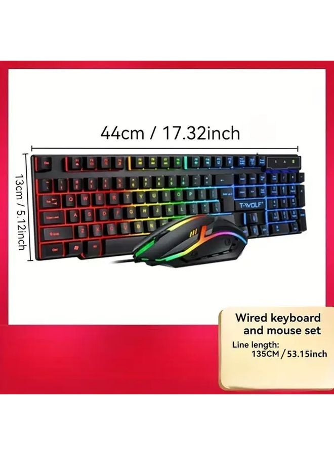 Black Wired Gaming Keyboard and Mouse Set Ergonomic Optical Mechanical Touch Quick Function Keys - Image 4