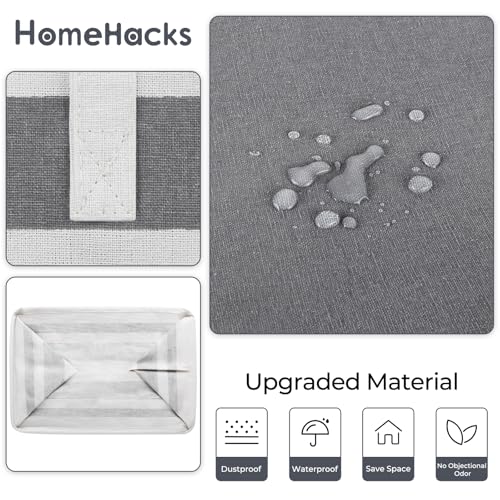 HomeHacks 2 Pack Large Laundry Baskets, Waterproof, Freestanding Laundry Hampers, Collapsible Clothes Hamper with Reinforced Handles in Laundry, College Dorm, Bathroom, Bedroom (Grey+Pink, 75Lx2) - Image 5