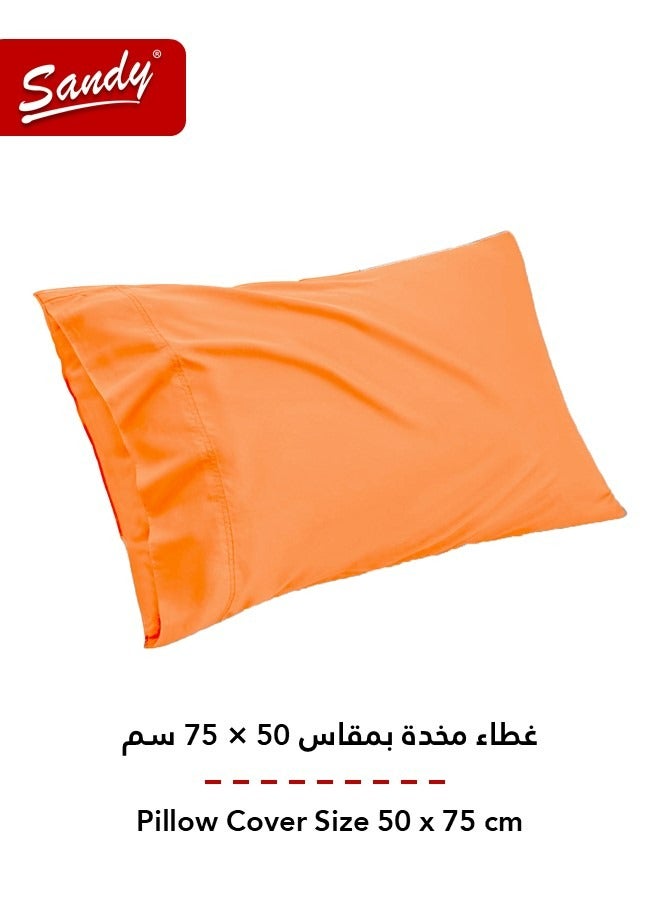 ساندي طقم شرشف مطاط ساندي فاخر بجودة الفنادق مع غطاء وسادة، طقم من 2 قطعة، شديد النعومة وجيد التهوية وبارد, مقاس مفرد عريض نفر ونص 120 × 200 سم, برتقالي - Image 4