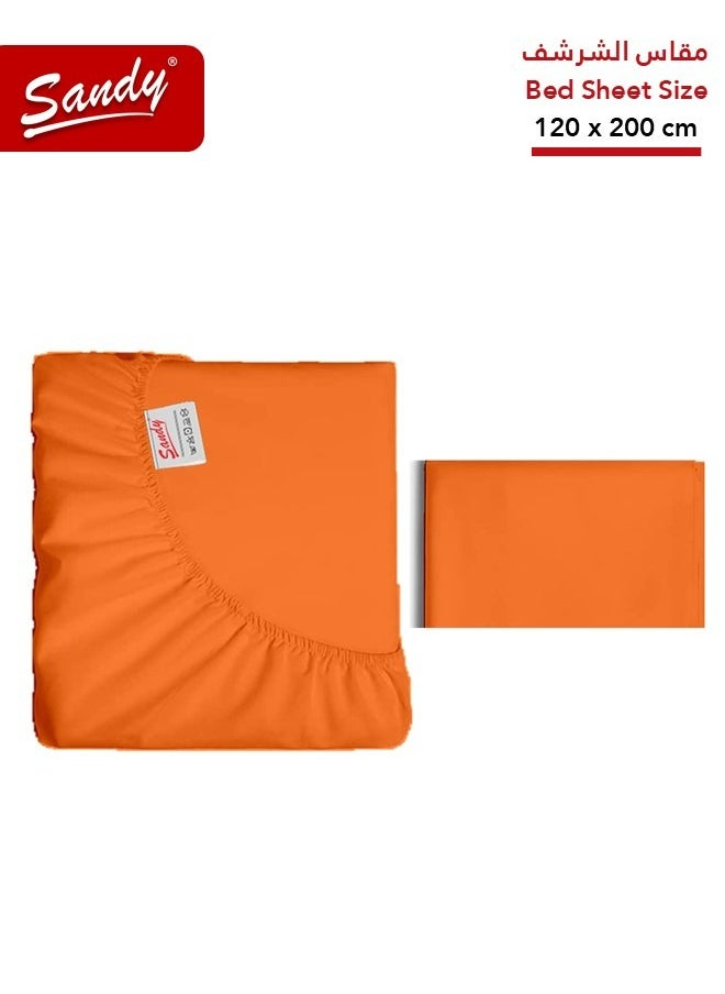 Sandy Sandy Premium Hotel Quality Fitted Sheet and Pillow Case, Bed Sheet 2 Pieces Set, Soft & Breathable and Cooling, Extra Twin Size 120 x 200 cm, Orange  - Image 1