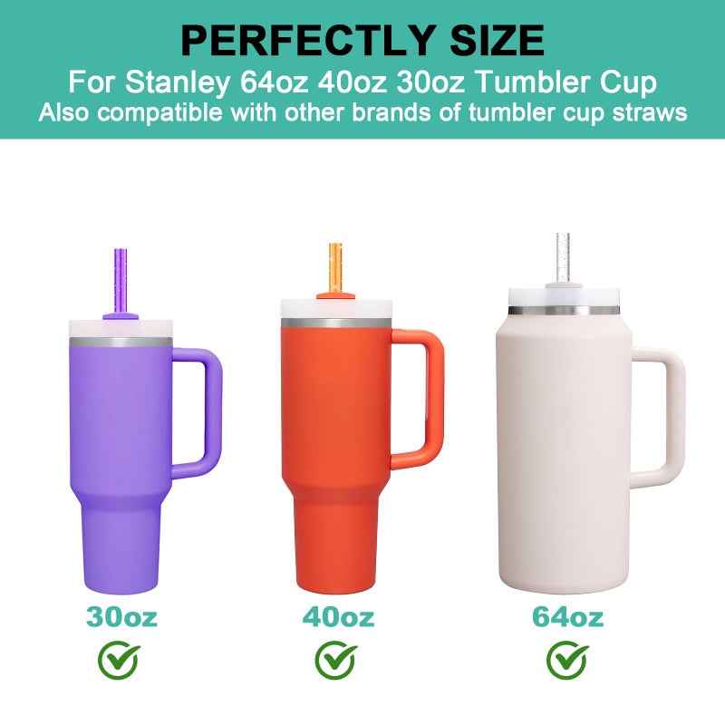 Allwith 12 PCS Replacement Straws for Stanley|Owala|Simple Modern 40oz 30oz Tumbler, Reusable Color Drinking Straws with Cleaning Brush for Stanley Cup Accessorieï¼ŒBPA Free, Dishwasher Safe - Image 3