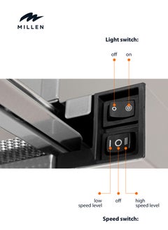 MILLEN 90cm Telescopic hood MBKHSG 9001 BL – 3 Years Warranty, Filters Included  - Image 2
