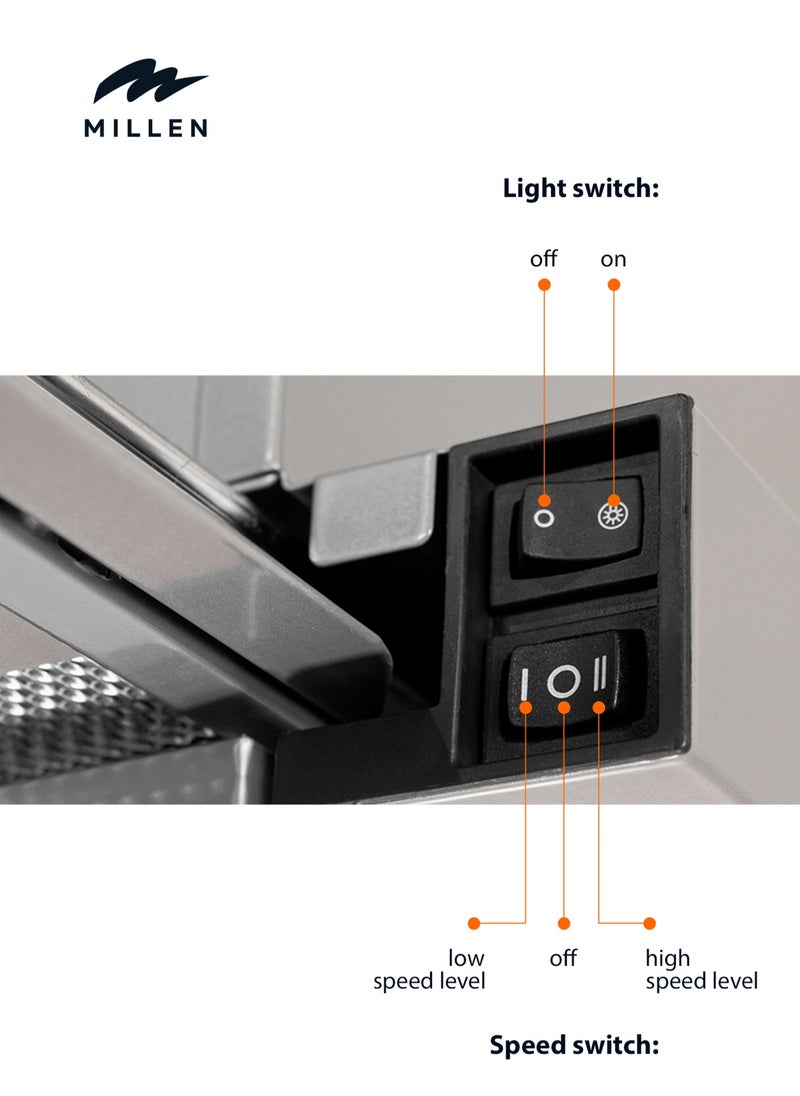 MILLEN - 90cm Telescopic hood MBKHSG 9001 BL – 3 Years Warranty, Filters Included - Image 1