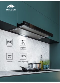 MILLEN 90cm Telescopic hood MBKHSG 9001 BL – 3 Years Warranty, Filters Included  - Image 1