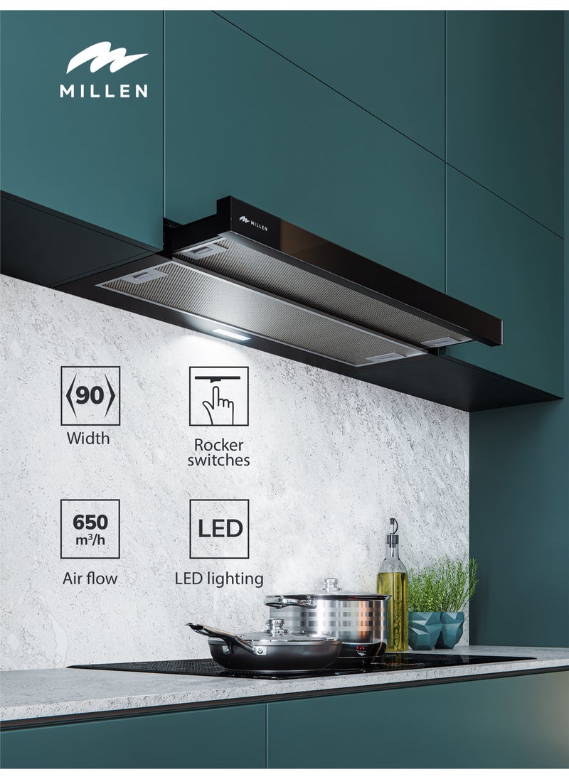 MILLEN - 90cm Telescopic hood MBKHSG 9001 BL – 3 Years Warranty, Filters Included - Image 1