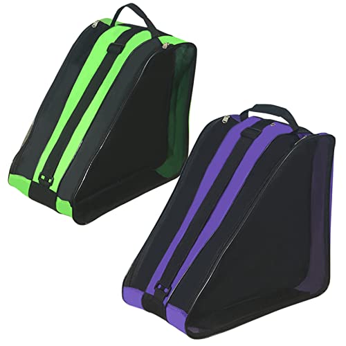Gooyule Roller Skate Bag with Adjustable Shoulder Strap - Large Capacity Bag for Quad, Inline Skates and Accessories - Purple and Green - Image 1
