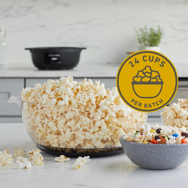 West Bend Stir Crazy Hot Oil Popcorn Popper, Popcorn Maker Machine with Large Serving Bowl Lid and Stirring Rod, 6 Qt, Black - Image 3