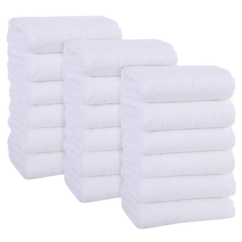 MOONQUEEN 18 Pack Premium Hand Towels Quick Drying Microfiber Coral Velvet Highly Absorbent Towels Multipurpose Use as Hotel Bathroom Shower Spa Hand Towel 16 x 28 inches White