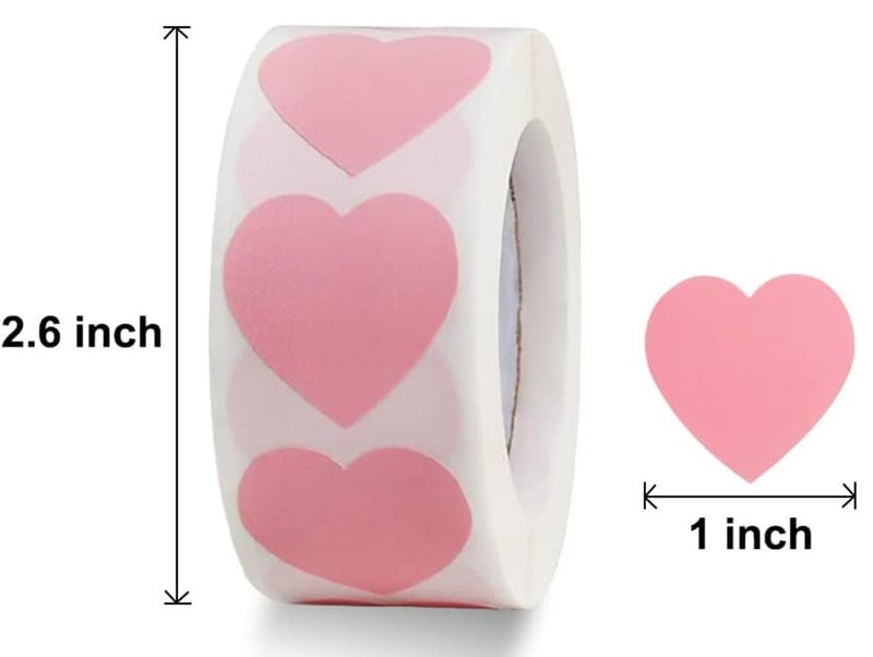 CHIMNE 1000PCS Pink Heart Sticker,1 Inch Love Heart Shaped Small Envelopes Sealing Stickers for Kids Reward,Mothers' Day,Valentine's Day,Christmas Gift,Award Charts,Wedding Invitaion, Birthday Party - Image 2