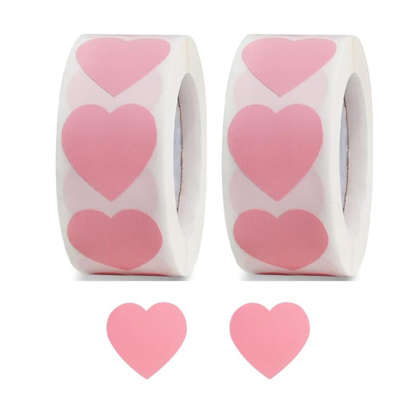 CHIMNE 1000PCS Pink Heart Sticker,1 Inch Love Heart Shaped Small Envelopes Sealing Stickers for Kids Reward,Mothers' Day,Valentine's Day,Christmas Gift,Award Charts,Wedding Invitaion, Birthday Party - Image 1