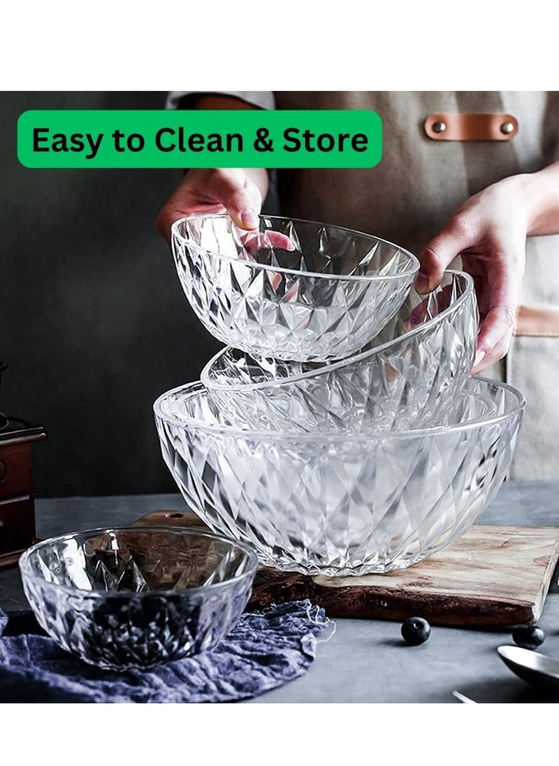 HEXAR - HEXAR® Set of 4 Acrylic Salad Bowls with Lids, 4pc Set of Tableware Non-Toxic Mixing Bowls Various Sizes Serving Bowls for Fruit, Salad, Popcorn, Chips, Desserts, Party Snacks - Image 1