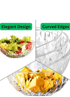 HEXAR HEXAR® Set of 4 Acrylic Salad Bowls with Lids, 4pc Set of Tableware Non-Toxic Mixing Bowls Various Sizes Serving Bowls for Fruit, Salad, Popcorn, Chips, Desserts, Party Snacks  - Image 4