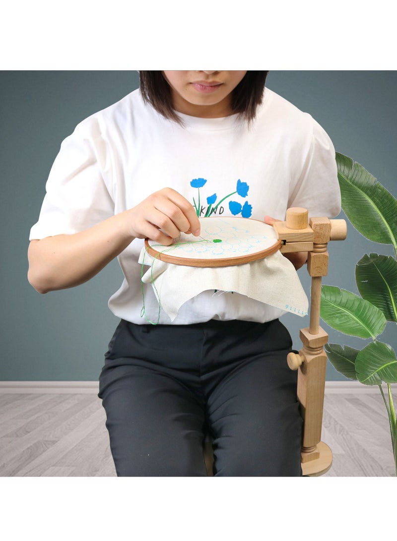 Natural Beech Wood Adjustable Rotated Embroidery Frame Stand for Most Sizes of Hoops Cross Stitch Wooden Stand Suitable for Studio Chinese Embroidery Frame Set