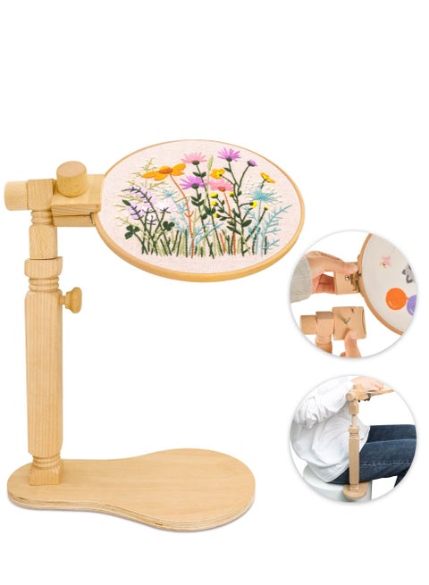 Natural Beech Wood Adjustable Rotated Embroidery Frame Stand for Most Sizes of Hoops Cross Stitch Wooden Stand Suitable for Studio Chinese Embroidery Frame Set