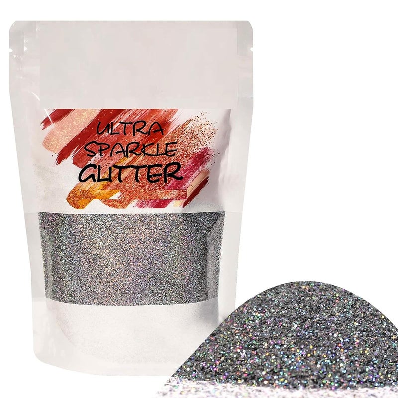 Mahir Glitter MAHIR GLITTER Silver HOLOGRAHICS Ultra FINE Glitter 2 Pack of 30 GM Total 60 GM  - Image 1