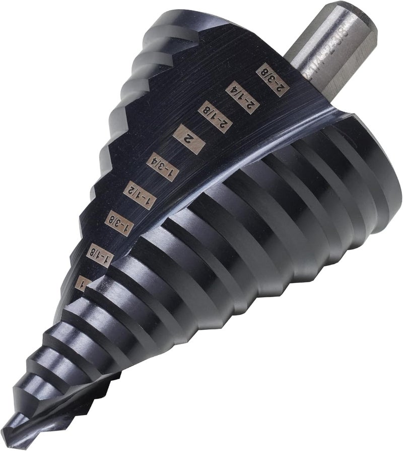 Jerax tools 1/4 to 2-3/8 Inch M2 High Speed Steel Step Drill Bit Spiral Grooved Double Fluted, Large Drill bits for Hole Drilling in Stainless Steel, Copper, Aluminum, Wood, Plastic - Image 1