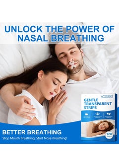 VOGSIG 120Pcs Gentle Transparent Strips Anti Snoring Sleep Tape Disposable Mouth Strips Less Mouth Breathing and Pain Free Removal Tape Reduce Noisy Air Leaks Mouth Tape Sleep Strips  - Image 2