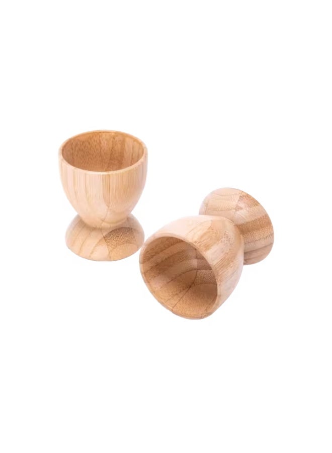 بين سيرفي طقم أكواب بيض من الخيزران العضوي من قطعتين، متين، بلمسة نهائية ريفية طبيعية، بني اللون. - Image 2