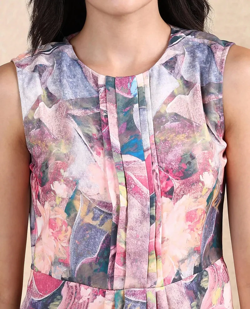 Rareism Women's Abstract Floral Print A-Line Dress