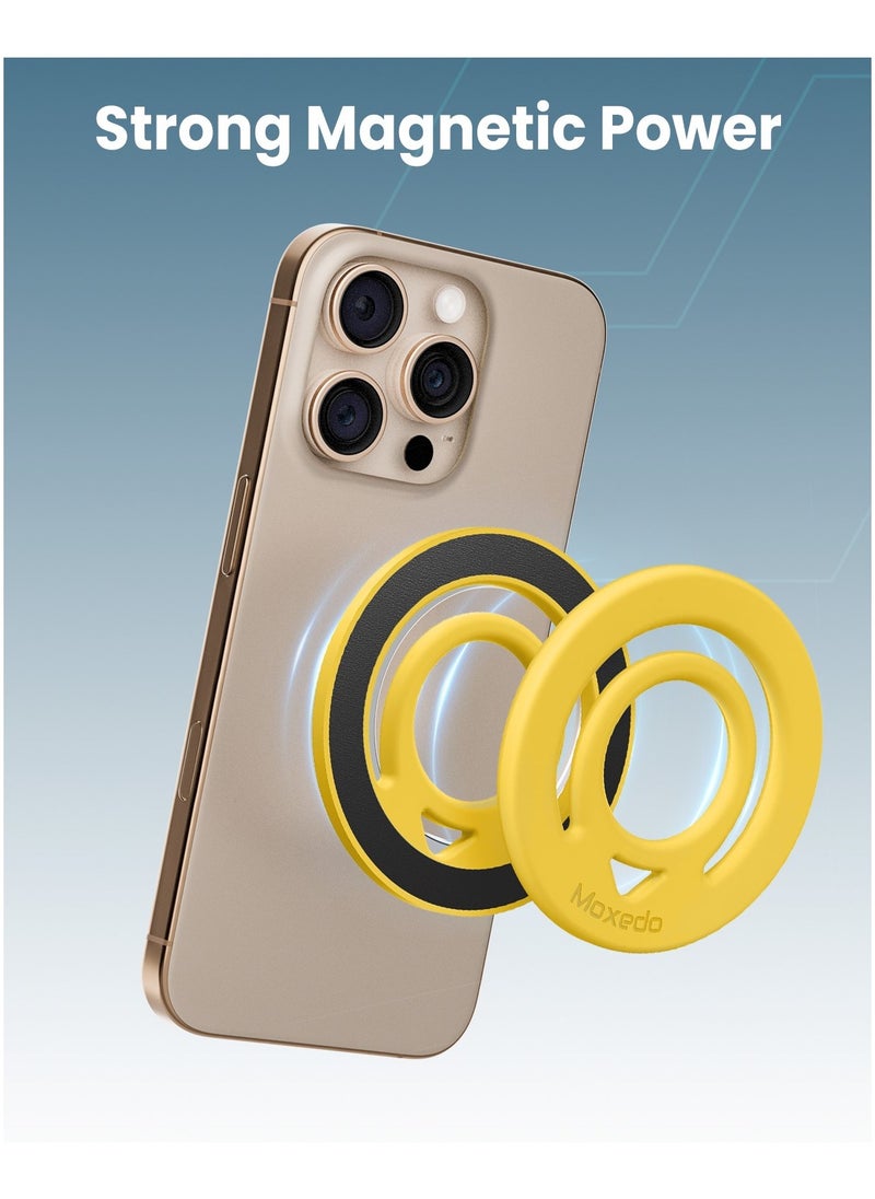 Moxedo Moxedo Jello-Mag Dual Sided Magnetic Ring Holder, Silicone Magsafe Compatible, Metal Ring Plate for Androids, Smartphones (Yellow)  - Image 4