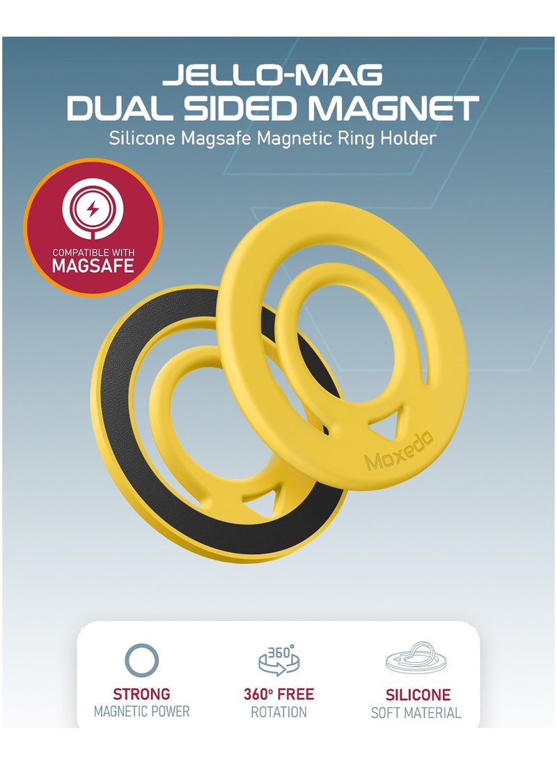 Moxedo Moxedo Jello-Mag Dual Sided Magnetic Ring Holder, Silicone Magsafe Compatible, Metal Ring Plate for Androids, Smartphones (Yellow)  - Image 5