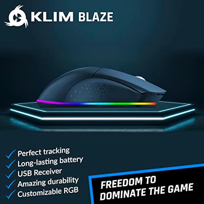 KLIM BLAZE RECHARGEABLE WIRELESS GAMING MOUSE RGB + HIGH-PRECISION SENSOR AND LONG-LASTING BATTERY + 7 CUSTOMIZABLE BUTTONS + UP TO 6000 DPI + WIRED AND WIRELESS MOUSE UK FOR PC MAC AND PS4 NEW 2021 - Image 2